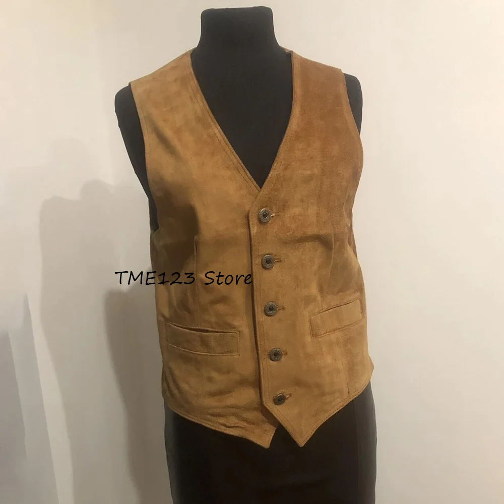 

Men's Vest Casual Style V-neck Suede Fabric Elegant Man Vest for Men's Suit Single-pocket Design Single-breasted Classic Fancy