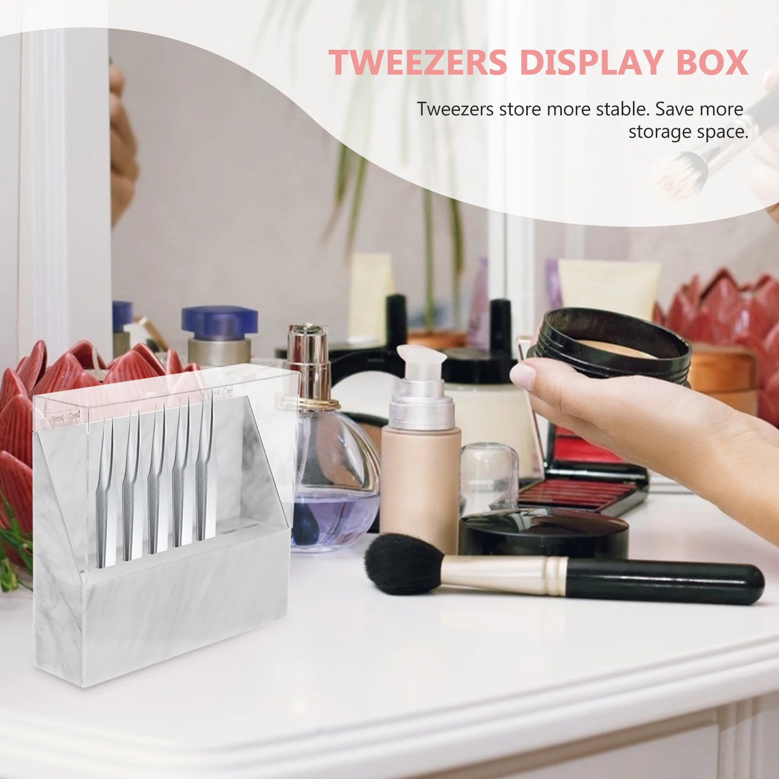 

Lash Tweezer Holder Acrylic Eyelash Extension Tweezer Organizer Compact Portable Stand With Lid For Salon Home Use Stable