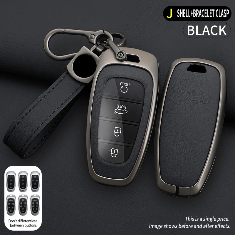 4 5 7 Knop Zinklegering Lederen Auto Sleutelhoes voor Hyundai Sonata Sel Ev 6 Ev 8 IONIQ 5 Nexo DN8 Tucson Santa Fe NX4 Staria Ioniq