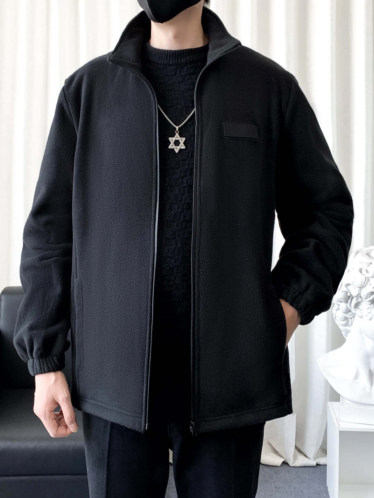 

New Men's Fce Jaet Autumn Winter Sle Magic Tape Detachable Lightweight Luxury Inner Warm Stand Collar Zipper ket