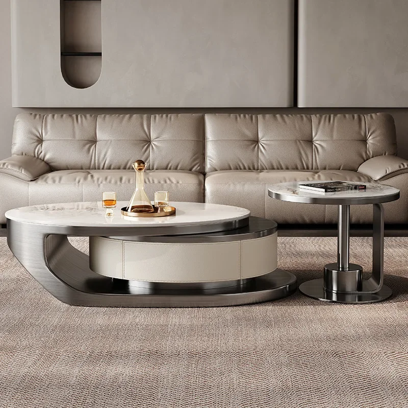 Quiet Luxury Stone Top Tea Table Compact Size Removable Cover Eco Friendly Rust Proof Sustainable Materials