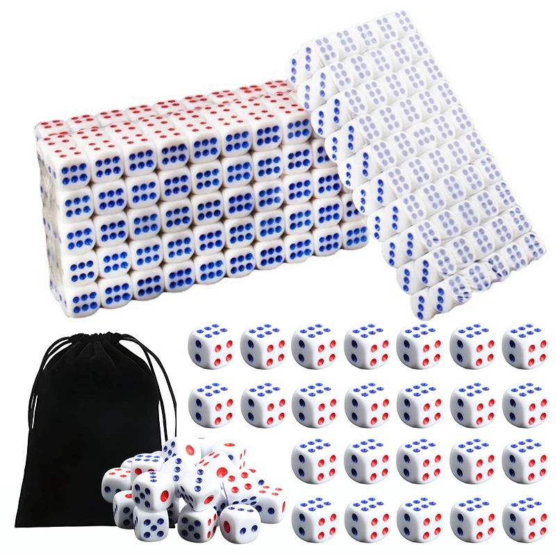 

40 синих и красных игральных костей с 2 плюшевыми мешочками для хранения, классические кости 10 мм, для азартных игр, настольных игр, развлечений, аксессуары ZYF