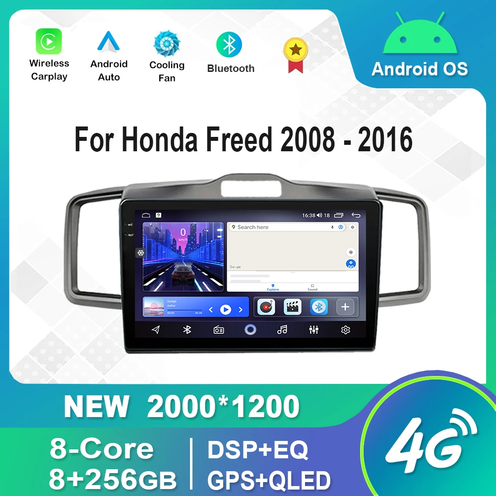 

Android Video Multimedia Player 4G WiFi Bluetooth GPS Navigation DSP QLED IPS Screen For Honda Freed 2008 - 2016