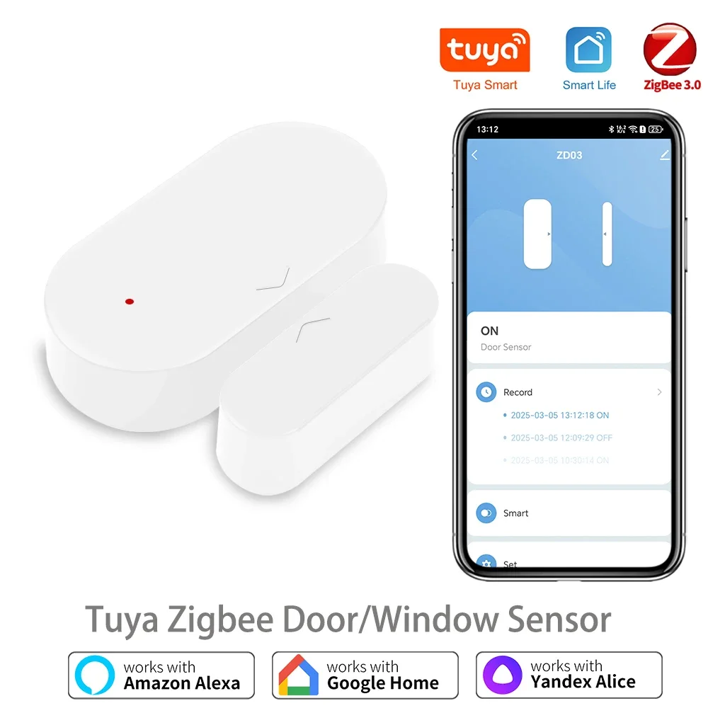 Домашняя безопасность для умного дома, приложение Smart Life Zigbee 3,0 Tuya, датчик двери, датчик окна, совместимый с Alexa Google Assistant