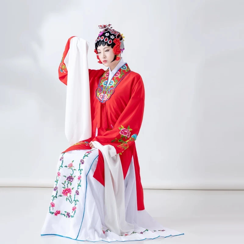 Chinese Retro Classic Peking Opera Stage Clothing Suit Beijing Opera Exquisite Flower Embroidered Opera Practice Suit Cosplay