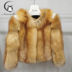 Women's fashionable 100% natural fox fur jacket Whole fox skin winter warm high-quality real fur coat Highest quality