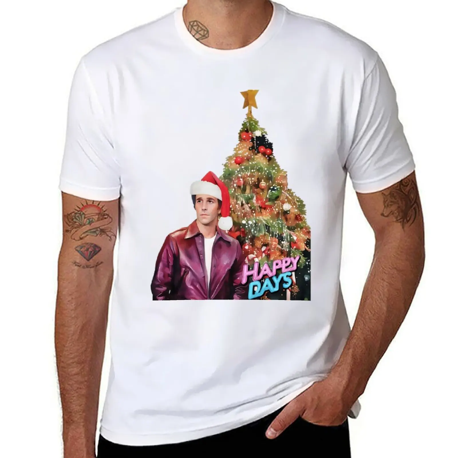 

Cool Christmas - Fonzie - Happy Days - Watercolor T-Shirt anime t shirts Louboutins vintage t shirt men