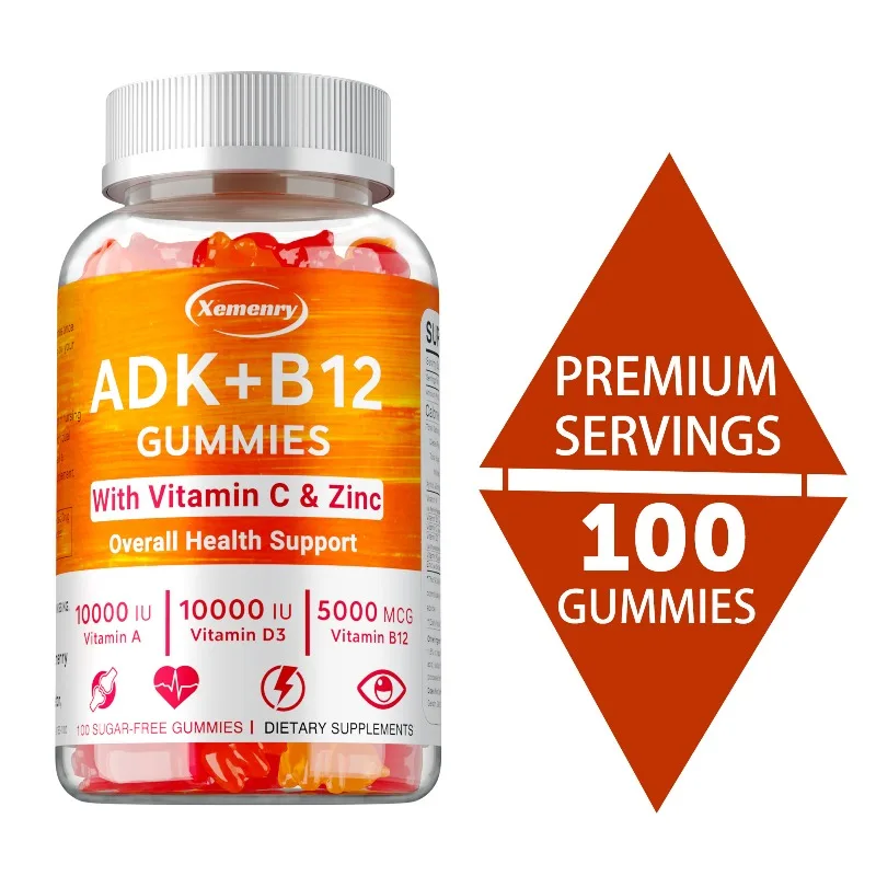 Vitamin D3 K2 + Vitamin B12 Gummies - Supports Teeth, Bones and Joint Health, Promote Brain and Cardiovascular Health, Vitality