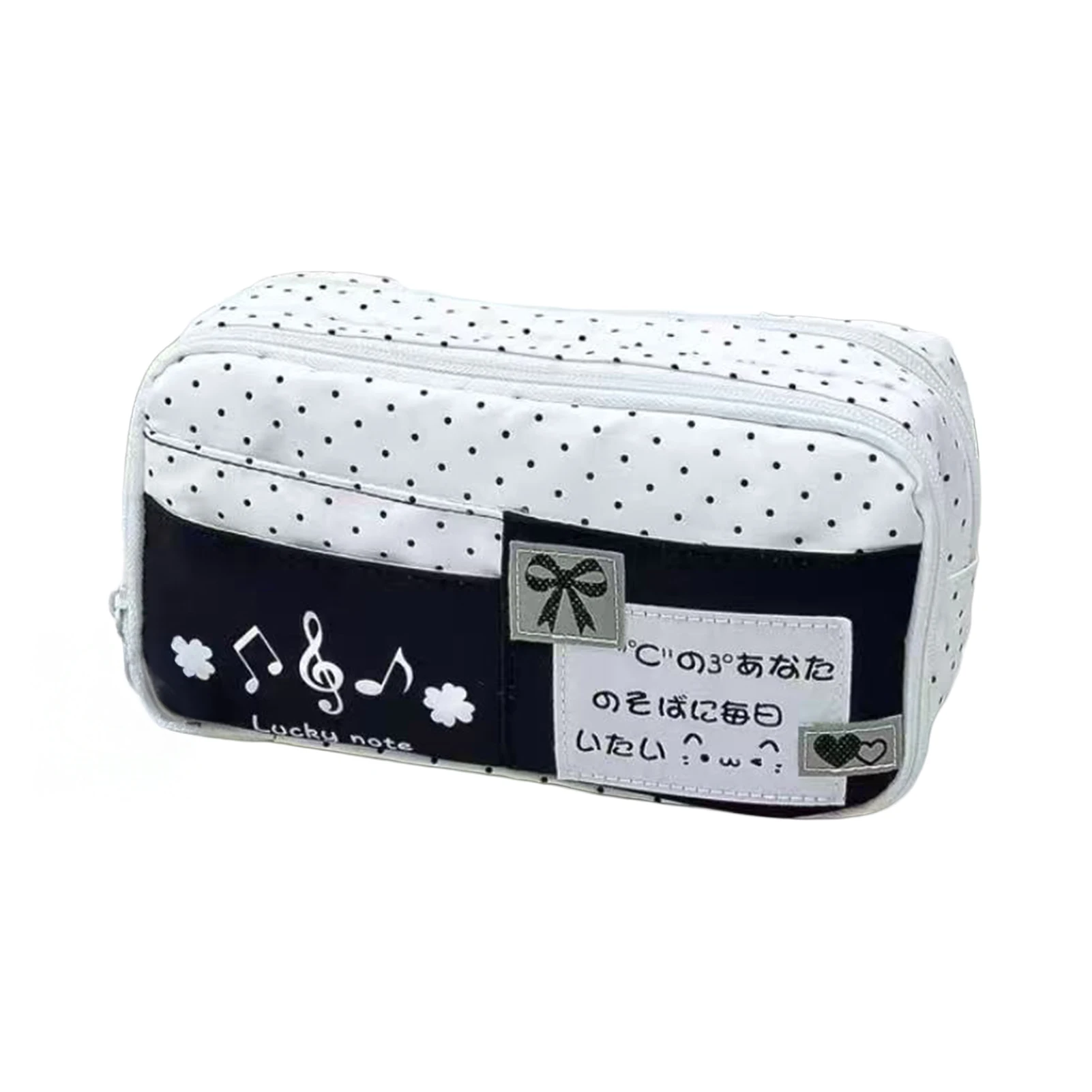 Federmäppchen mit Katzenmuster und blauem Polka-Dot-Design, Federtasche für Schüler, Schulbedarf, mehrschichtige Stifttasche mit großem Fassungsvermögen