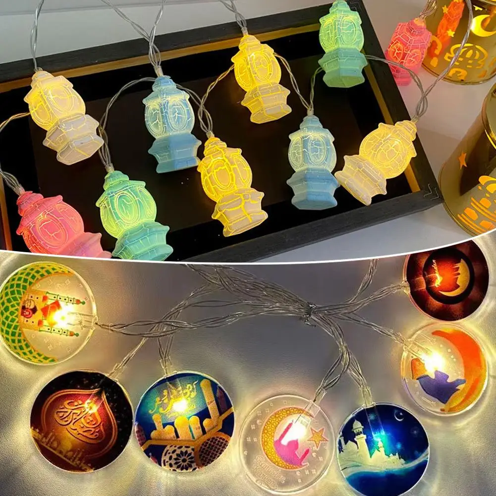 1.5M 10LED EID Mubarak LED String Lights Islam Muslim Moon Party Festival Home Decoration Ramadan Lantern 2025 Star New Cas D4E7