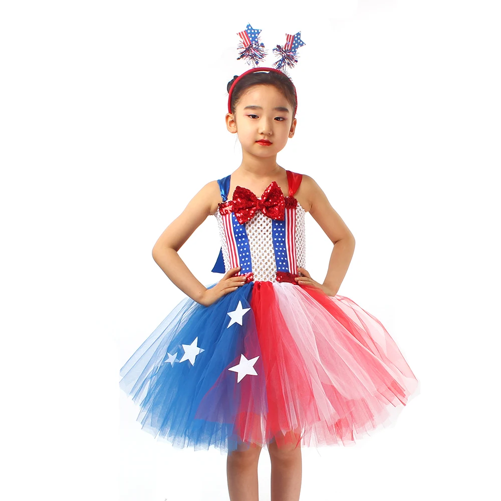 Independence Day 4th of July Girls Tutu Dress Red White Blue Kids Patriotic Dresses Baby Girl Carnival Festival Holiday Costume Independence Day 4th of July Girls Tutu Dress Red White Blue Kids Patriotic Dresses Baby Girl Carnival Festival Holiday Costume
