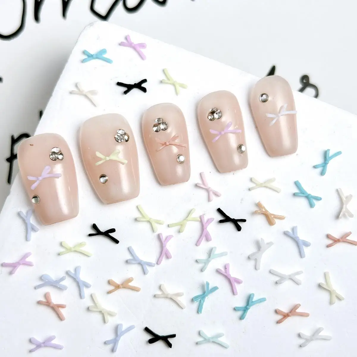 عشوائي مختلط ثلاثية الأبعاد الراتنج البسيطة لطيف القوس مسمار السحر الملونة حساسة القوس مسمار الفن اكسسوارات الديكور لوازم DIY بها بنفسك الحرف اليدوية #5