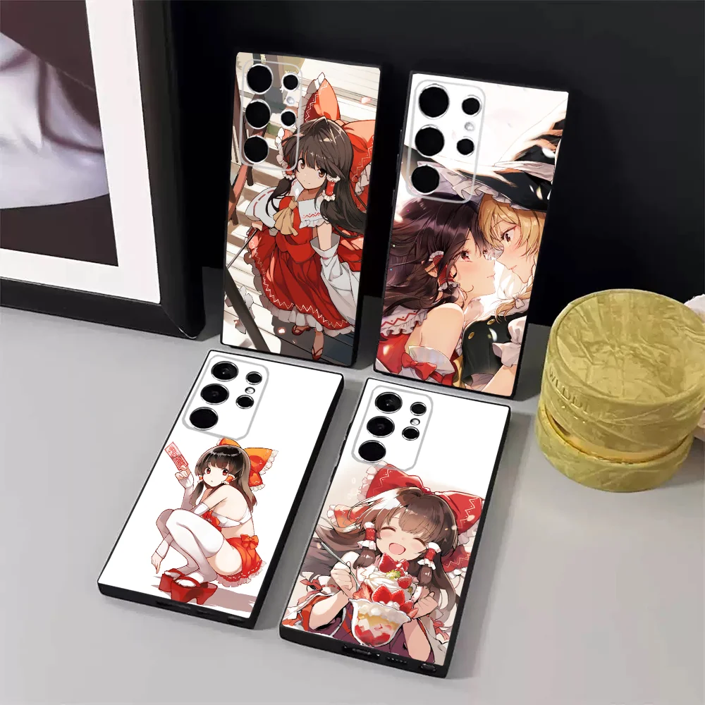 Reimu Hakurei T-TouHou P-Project Phone Case For Samsung S24,23,22,30,21,10,9,Ultra,Plus,Lite,FE,5G Black Soft Case