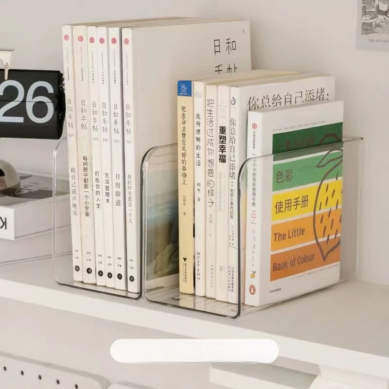 حامل كتب شفاف، مزيج مجاني بسيط، منظم كتب على شكل حرف U، مجلد كتب أكريليك، رف تخزين مكتبي للمكتب المنزلي