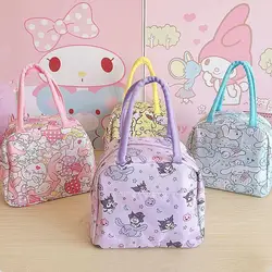 Sanrio Hello Kitty Lunch Box Bag Kawaii Student Large Capacity Insulated Bento Bag Kuromi My Melody Cinnamoroll Cartoon Handbag