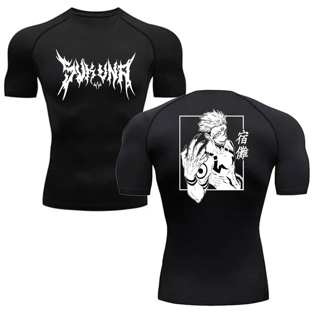 Men's Summer Fitness Gym Sports Running T-Shirt New Hot Selling Anime Jujutsu Kaisen Compression Shirt Short Sleeve S-3XL