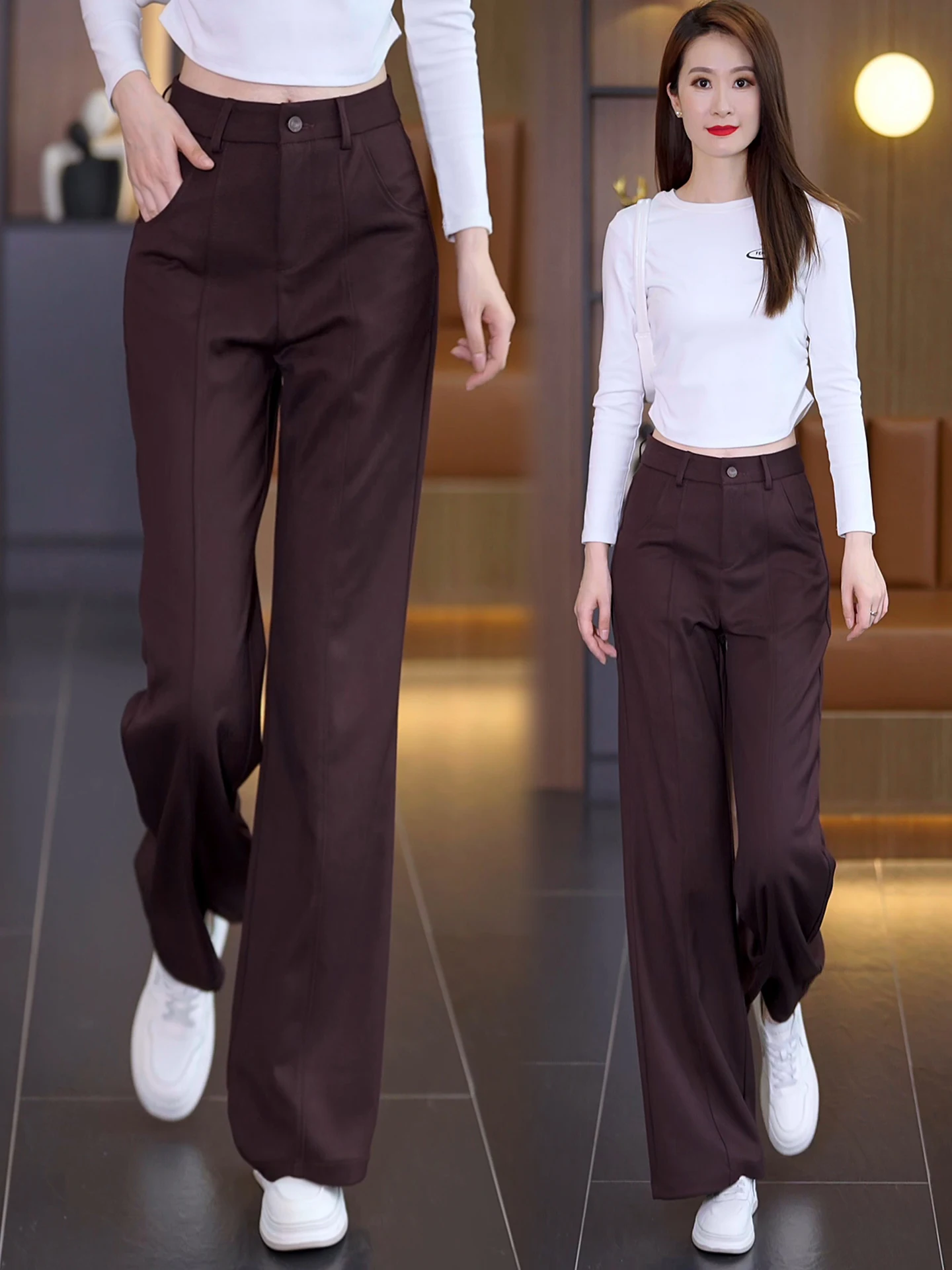 

Брюки женские из ацетатной шерсти с высокой талией, зауженные, повседневные, широкие, весна-осень, новый стиль