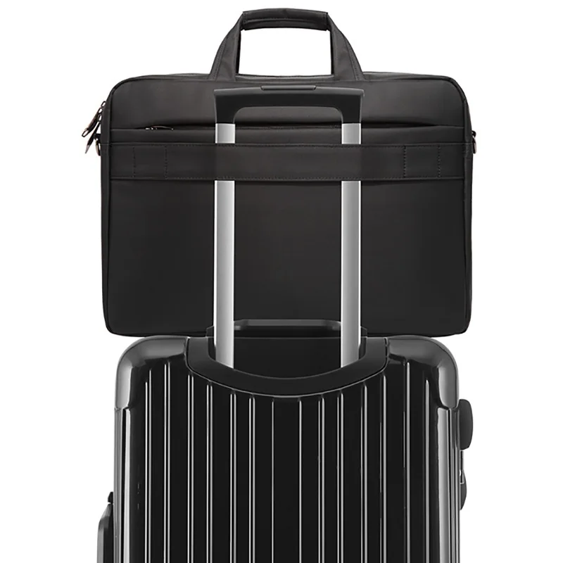 สีดํากันน้ําแบบพกพากระเป๋าเอกสารขนาดใหญ่กระเป๋าแล็ปท็อปสําหรับชายหรือหญิงคลาสสิก Oxford ผ้า Tote หรือกระเป๋า Crossbody