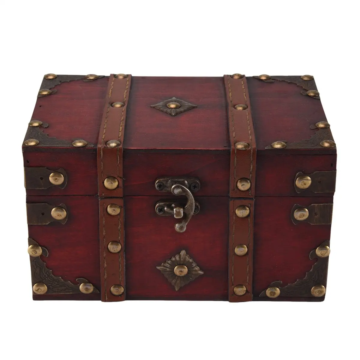 ABQR Retro Treasure Chest Vintage Wooden Storage Box Antique Style Jewelry Organizer for Jewelry Box Trinket Box Small