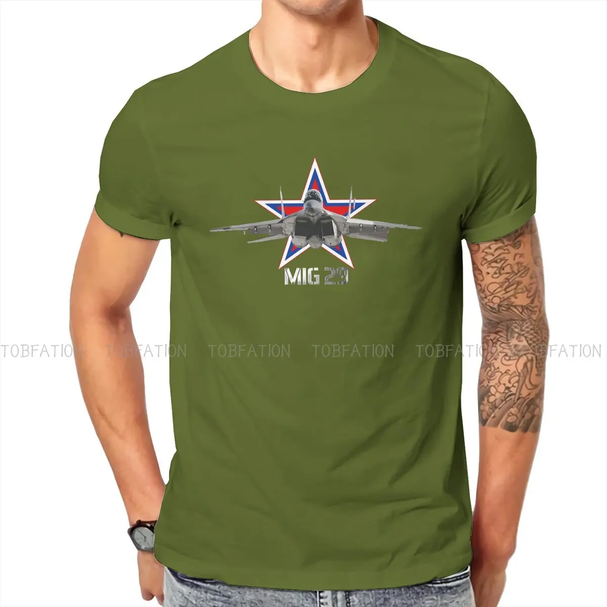 MIG-29 Fulcrum Cockade Air Force  Round Collar TShirt Russian USSR CCCP Pure Cotton Classic T Shirt Man's Tops Fashion