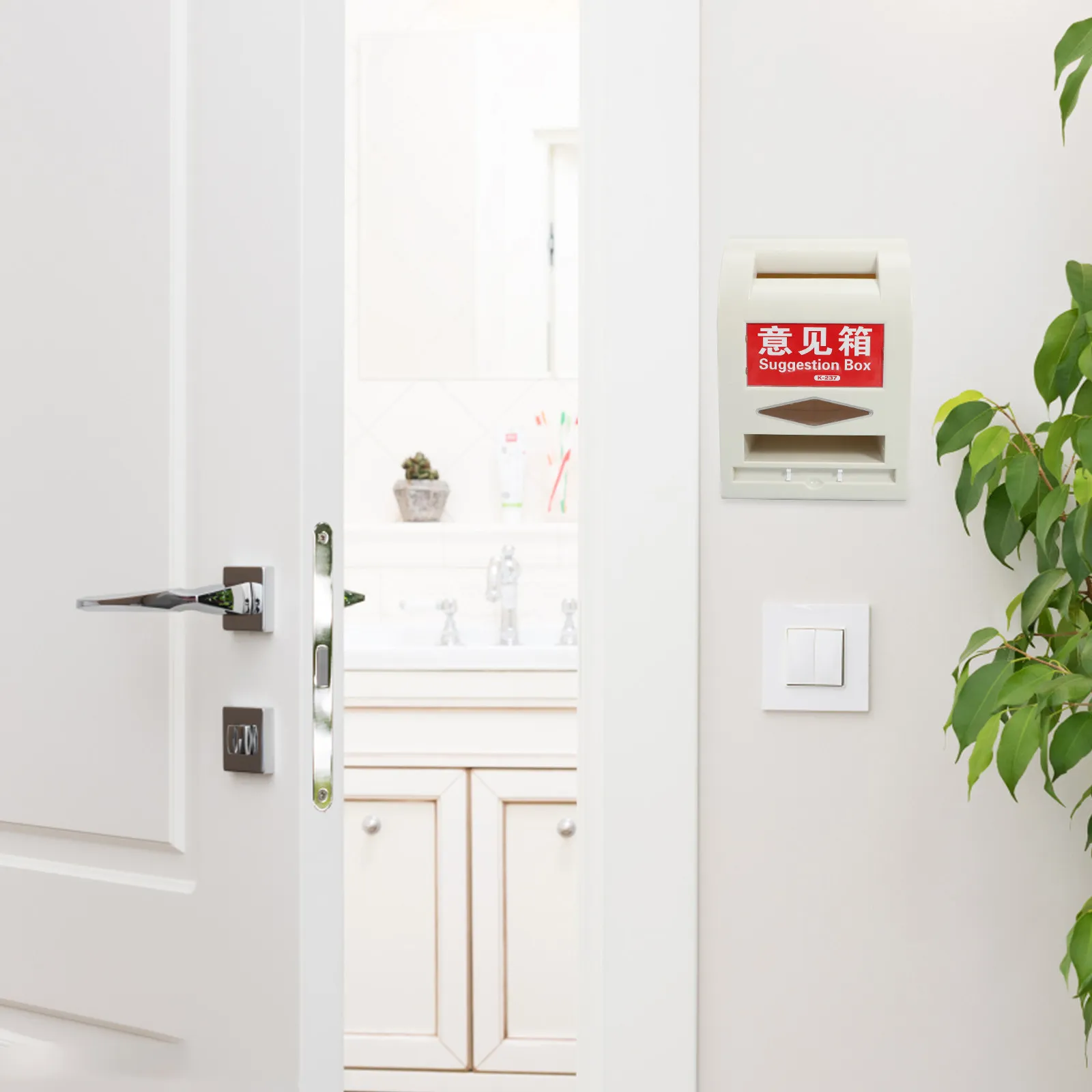 ABS Waterproof Suggestion Box Lockable Wall Mount Mailbox for Office Donation Ballot Comment Drop Office Mailbox
