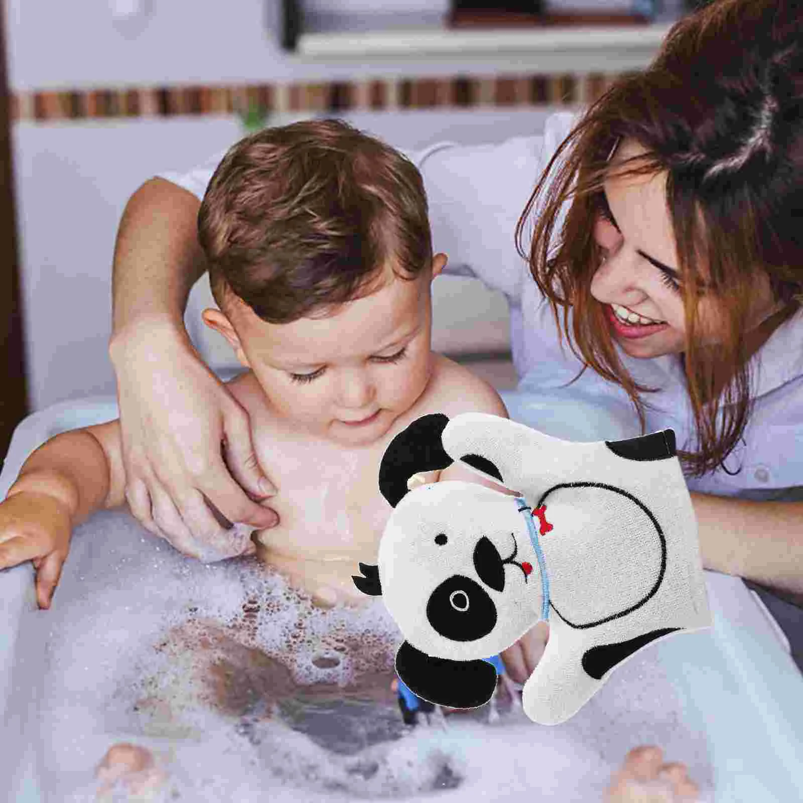 Sarung Tangan Gosok Handuk Mandi Anjing Pengelupasan Aksesori Mandi Tujuan Ganda untuk Kain Anak