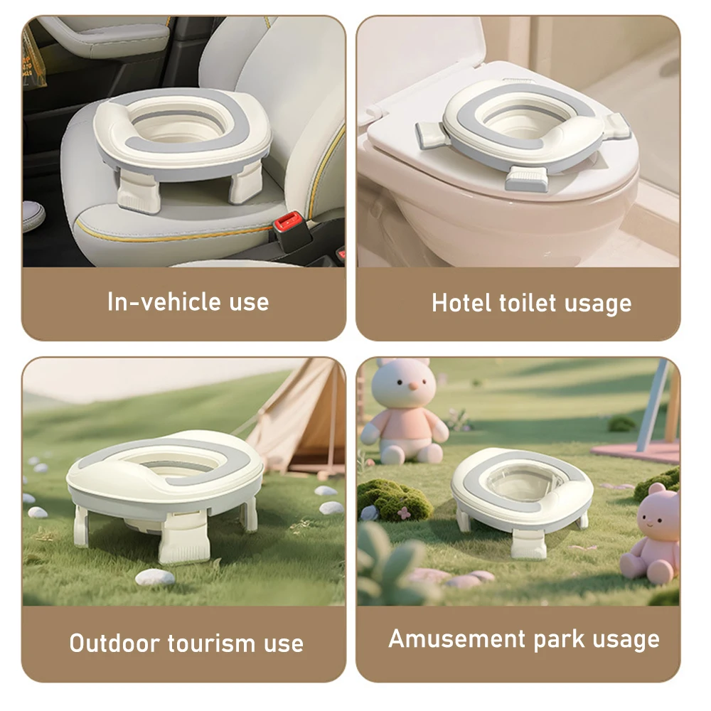 Faltbares Kinder-Töpfchen mit Taschen, Baby-Topf, 3-in-1, Reise-Toilettensitz, tragbarer Silikon-Babytöpfchen-Trainings-Toilettensitz für Kinder