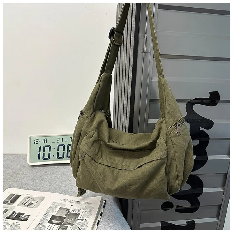 Tooling Packages Korea Style Cloth Crossbody Bags Solid Messenger Bags 100% Cotton Shoulder Bags Women Large Capacity Canvas