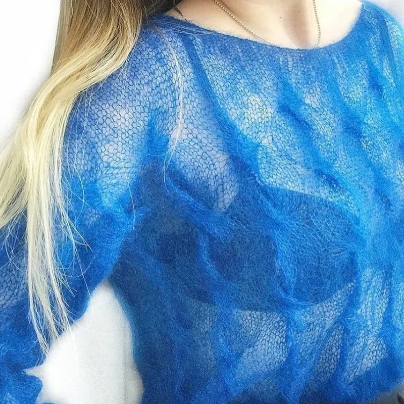spring Round Neck Hollow Sweater for Women, Loose Pullover, Hand Woven, Hollow, Lazy Leisure, New Fashion, Summer2024