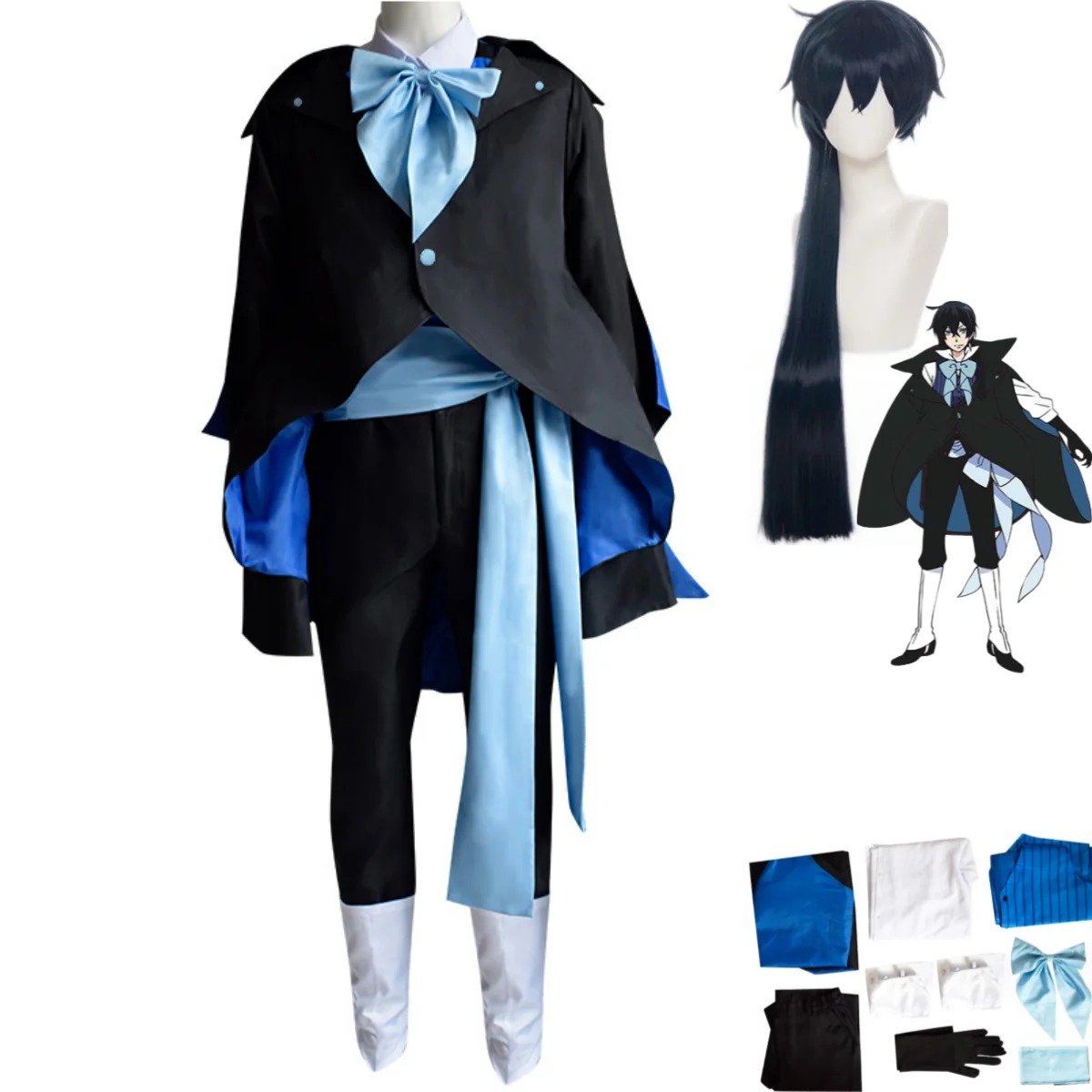 

Anime Case Study of Vanitas Cosplay Costume Wig Swallowtail Suit Uniform Coat Cloak Full Set Adult Man Halloween Carnival Suit