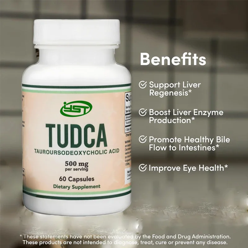 TUDCA bile salt liver support supplement, 500mg,liver and gallbladder cleaning supplement 60 capsules, 250mg with a bitter taste