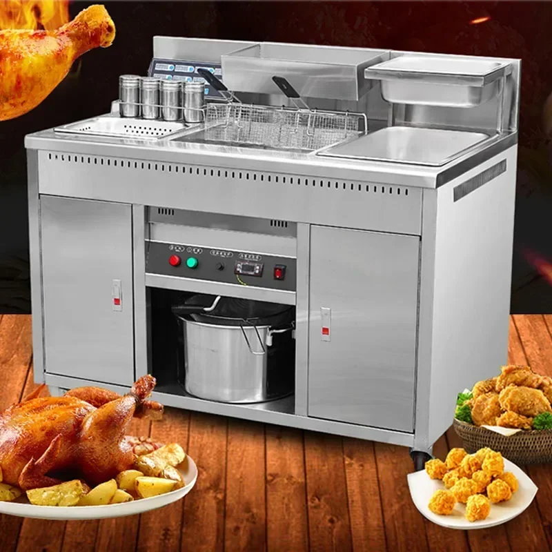 220/380v Electric Fryer Double-cylinder Fried Chicken Furnace Digital Display Automatic Control Timing Oil Pan for Fried Chicken