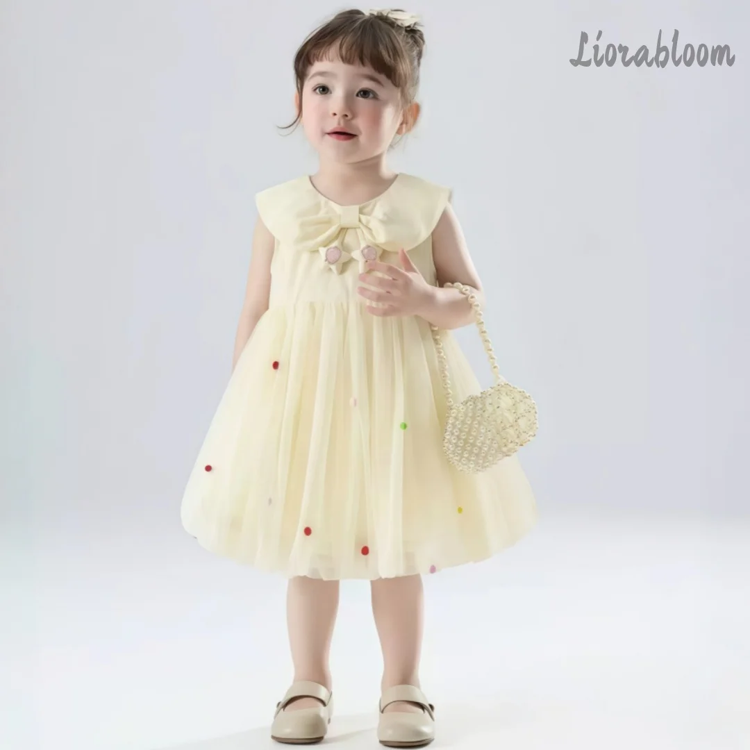 Girls' Yellow Peter Pan Collar Dress Designer Flower Girl Attire Women's Wedding Party Attire Dress свадебное платье