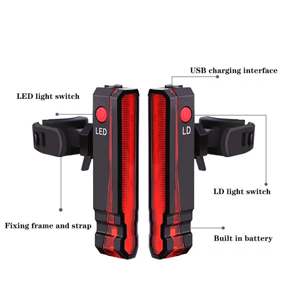 Bike Rear Light Warning Lamp Waterproof Seatpost LED Light USB Rechargeable MTB Road Bicycle Taillight