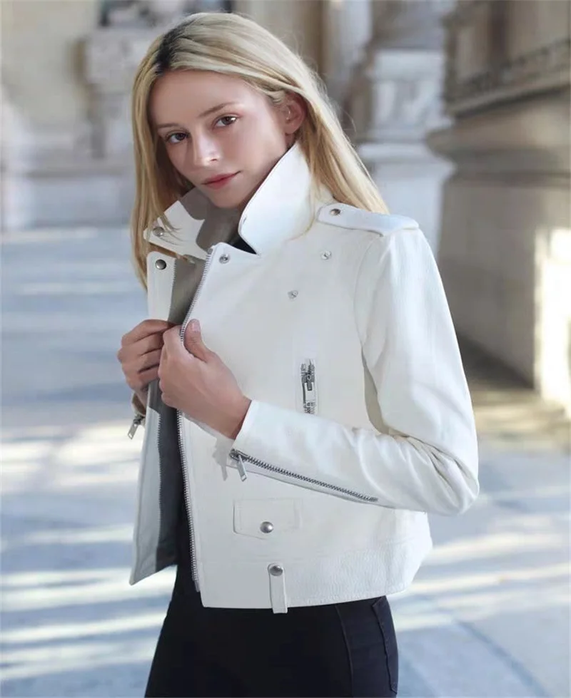 

2026 New Short Leather Coat Fashion Women's Motorcycle Leather Jacket PU Leather Korean Style Spring Autumn Jacket Tops Female