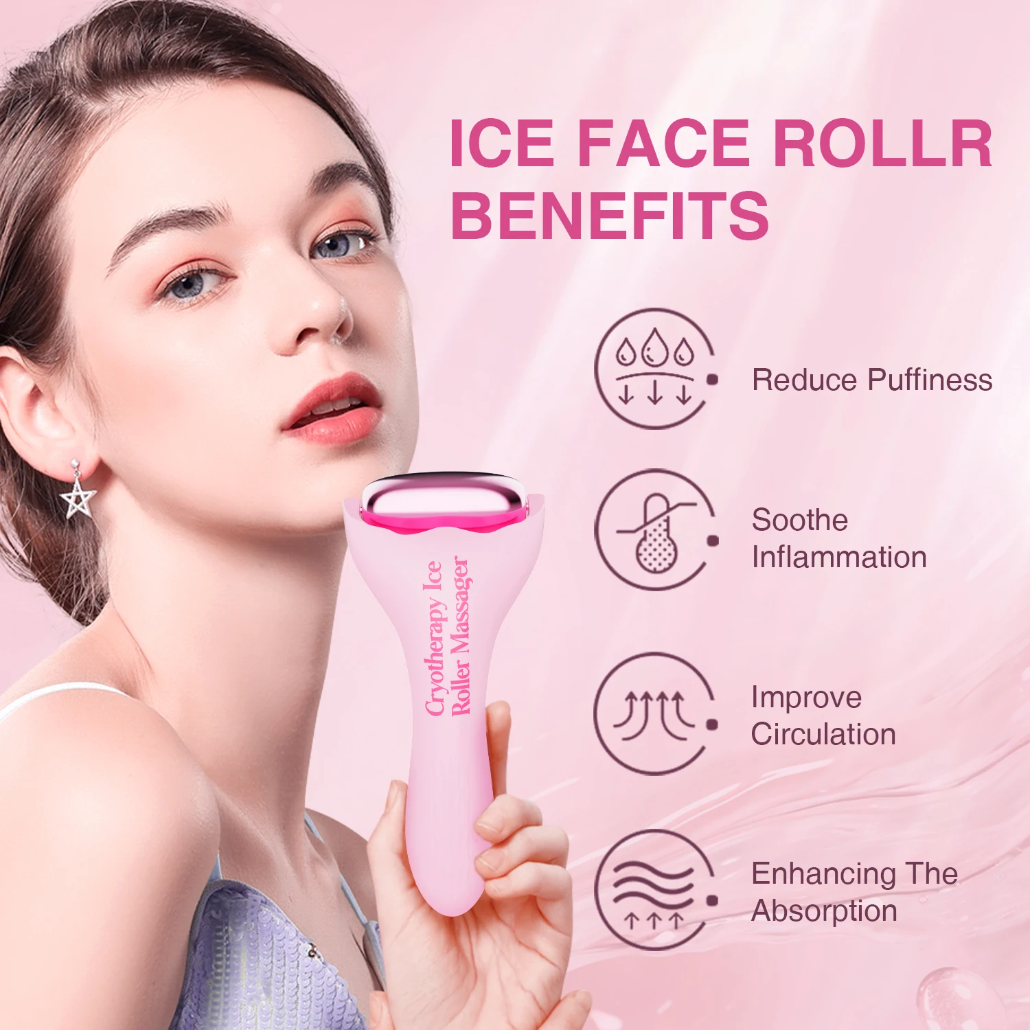 Aangepast logo en verpakking Gezichtsmassage Ice Globe Product Gladde koeling Gezichtsmassage Roller Ice Globes voor gezicht