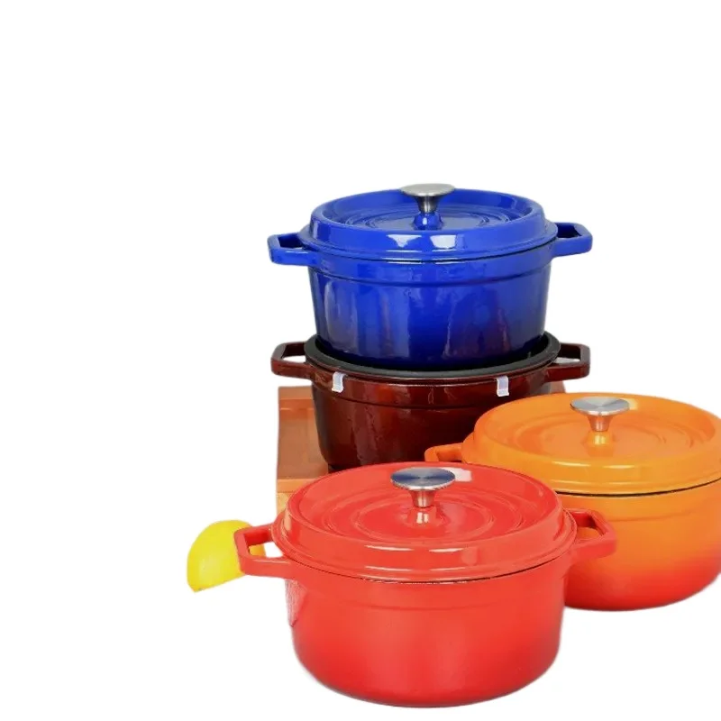 

Enameled Cast Aluminum Dutch Oven With Lid 4.7L Nonstick Pan for Bread Baking Casserole Dish Enamel Coating For All Heat Source