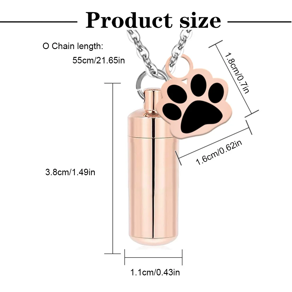 Polychrome Pet Paw Print Cremation Jewelry Urn Necklace for Ashes for Human/Pet Memorial Ashes Necklace Keepsake Pendant Lockets