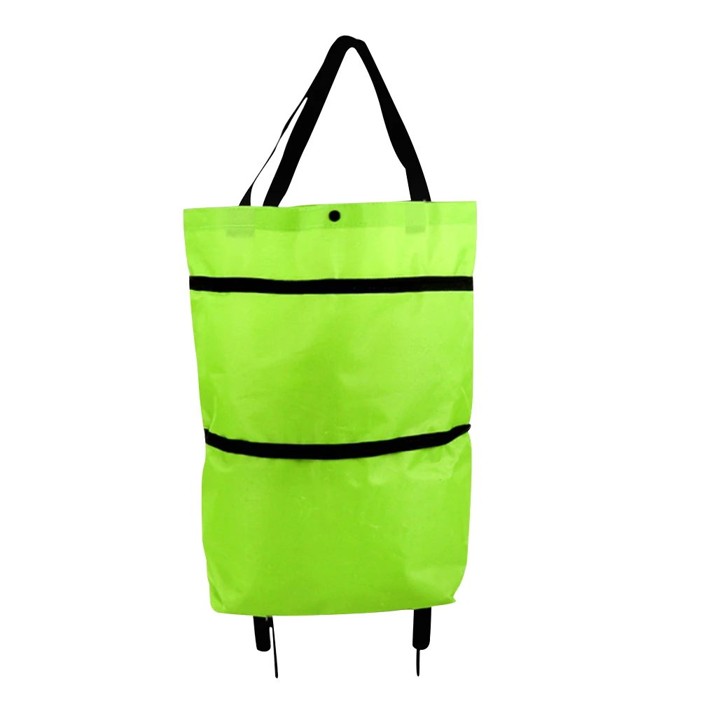 Supermarket Tug Bag with Wheel Easy Installation Shopping Trolley Bag Oxford Folding Waterproof High-Capacity Household Supplies