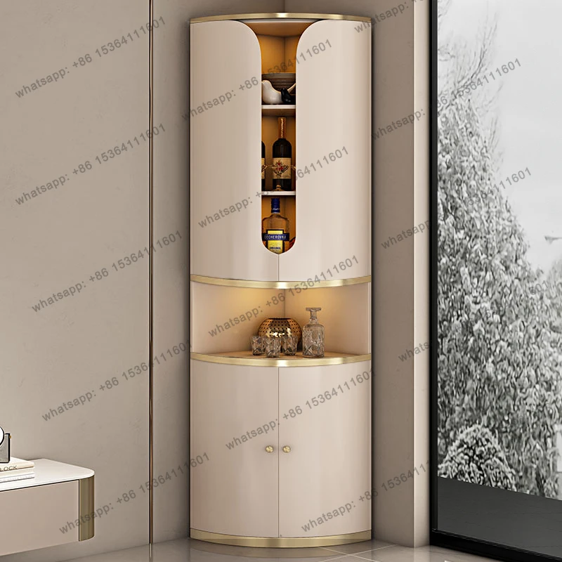 12Italian-Style Light Luxury Triangle Cabinet Corner Wine Cabinet Post-Modern Corner Storage Cabinet