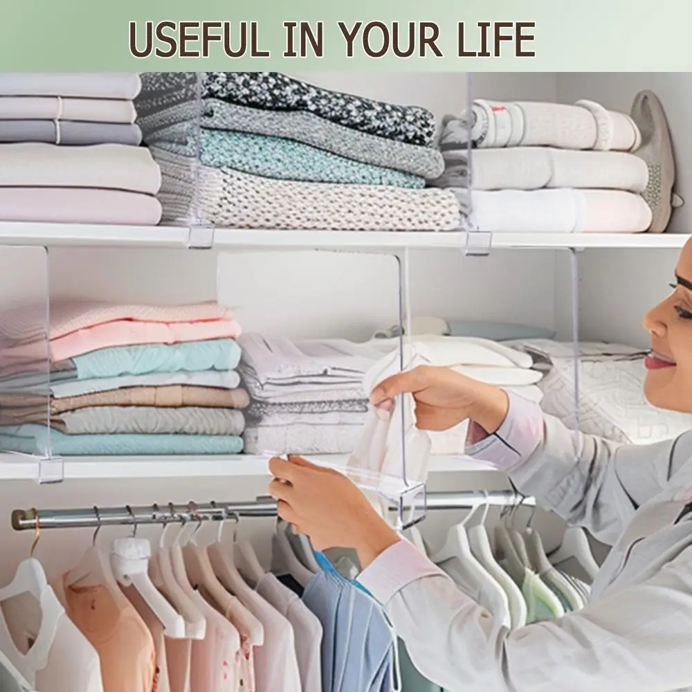 12 عبوة من منظمات الخزانات المصنوعة من الأكريليك الشفاف لقسم المحفظة والرف