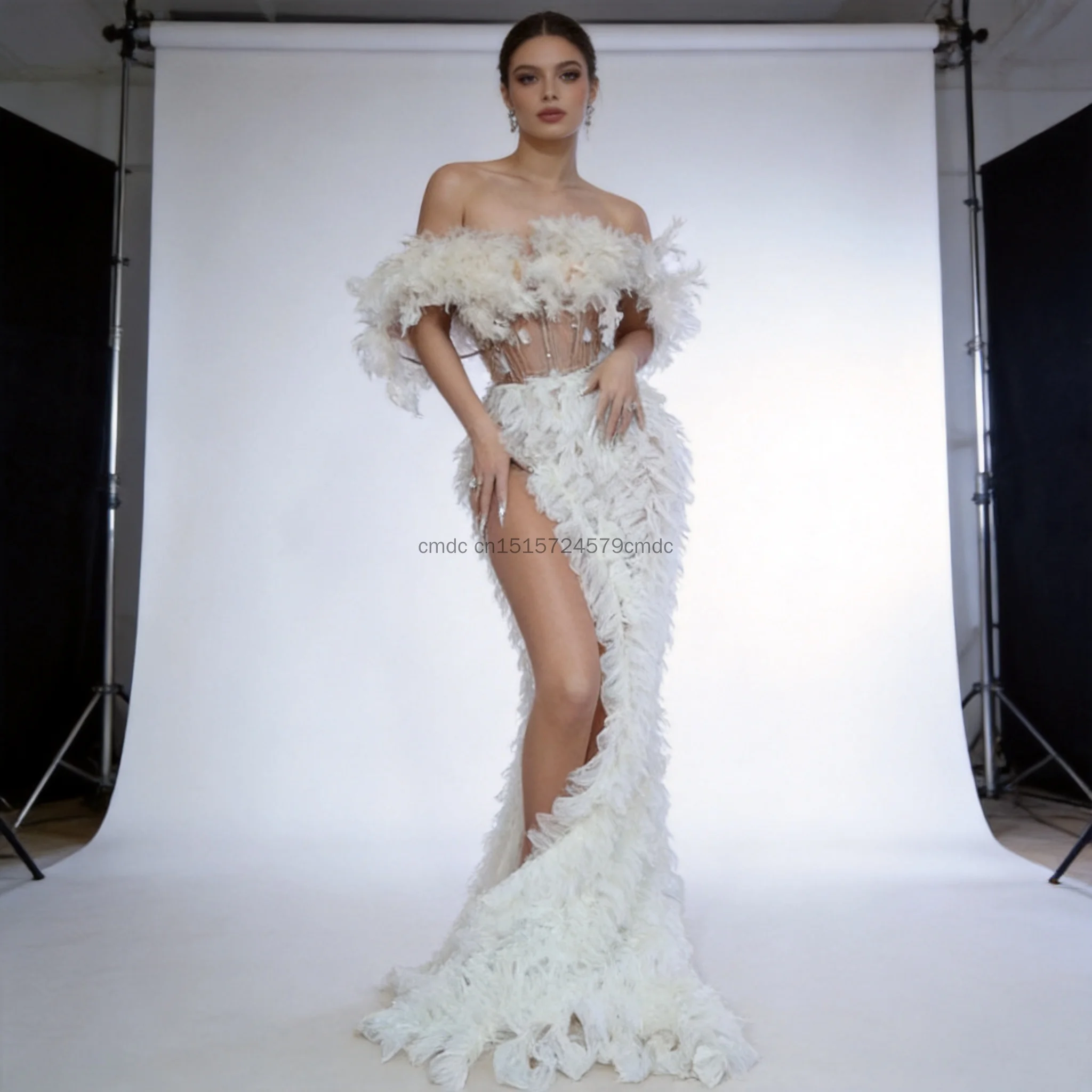 

Two Piece Sequin White Lace Dress Sexy Women Outfit Top And Skirt Set Party Birthday Stage Wedding Costume