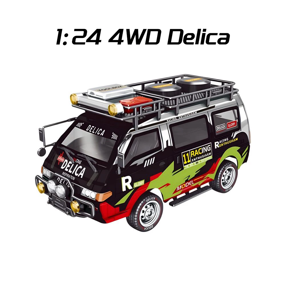 9IMOD RC Car Delica 1:24 Escala Completa 2WD 4WD Veículo de Brinquedo de Controle Remoto com Faróis Controláveis Minibus Brinquedo Modelo Presentes Brinquedos
