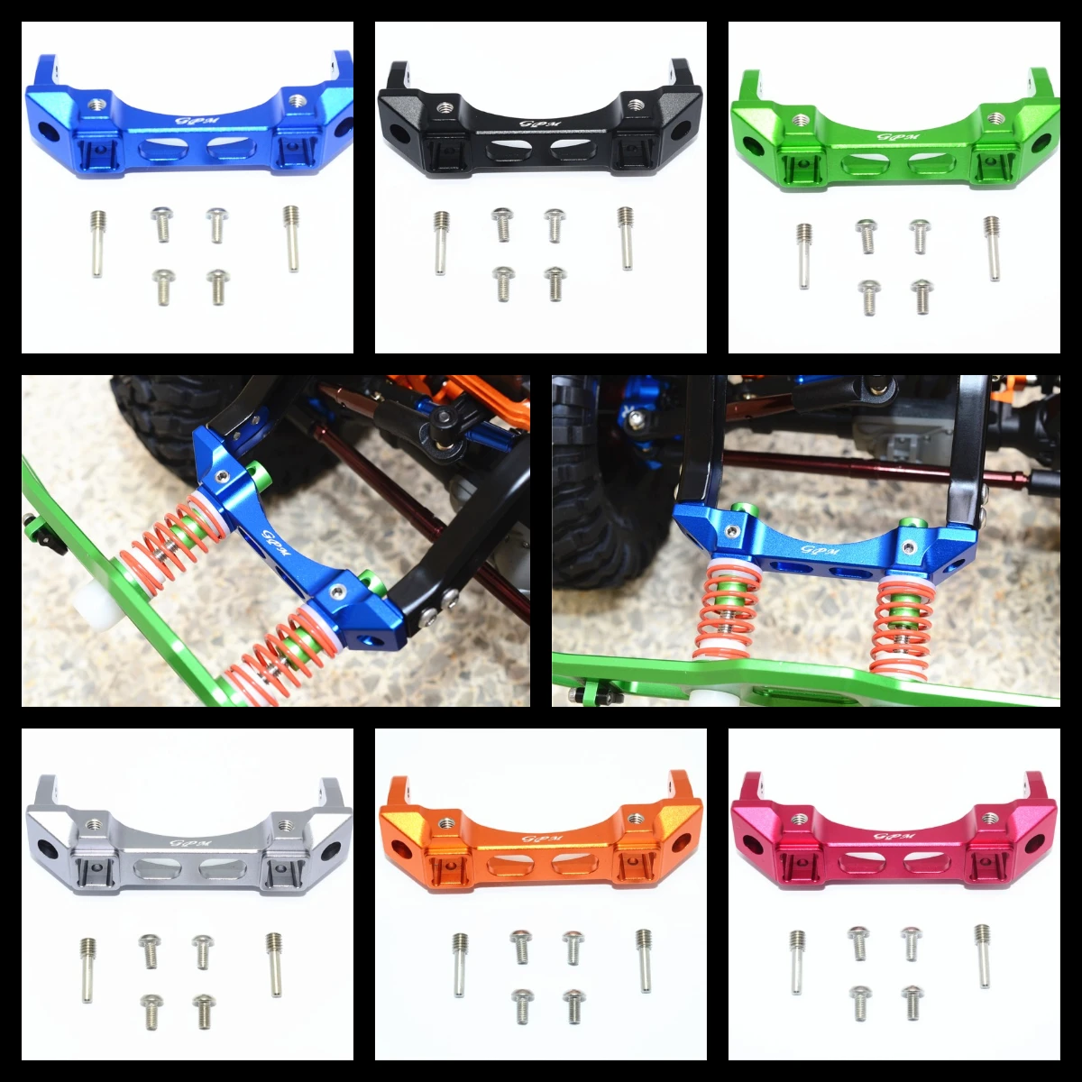 

GPM ALUMINIUM FRONT BUMPER MOUNT -7PC SET For 1/10 TRX4 DEFENDER TRAIL CRAWLER-82056-4