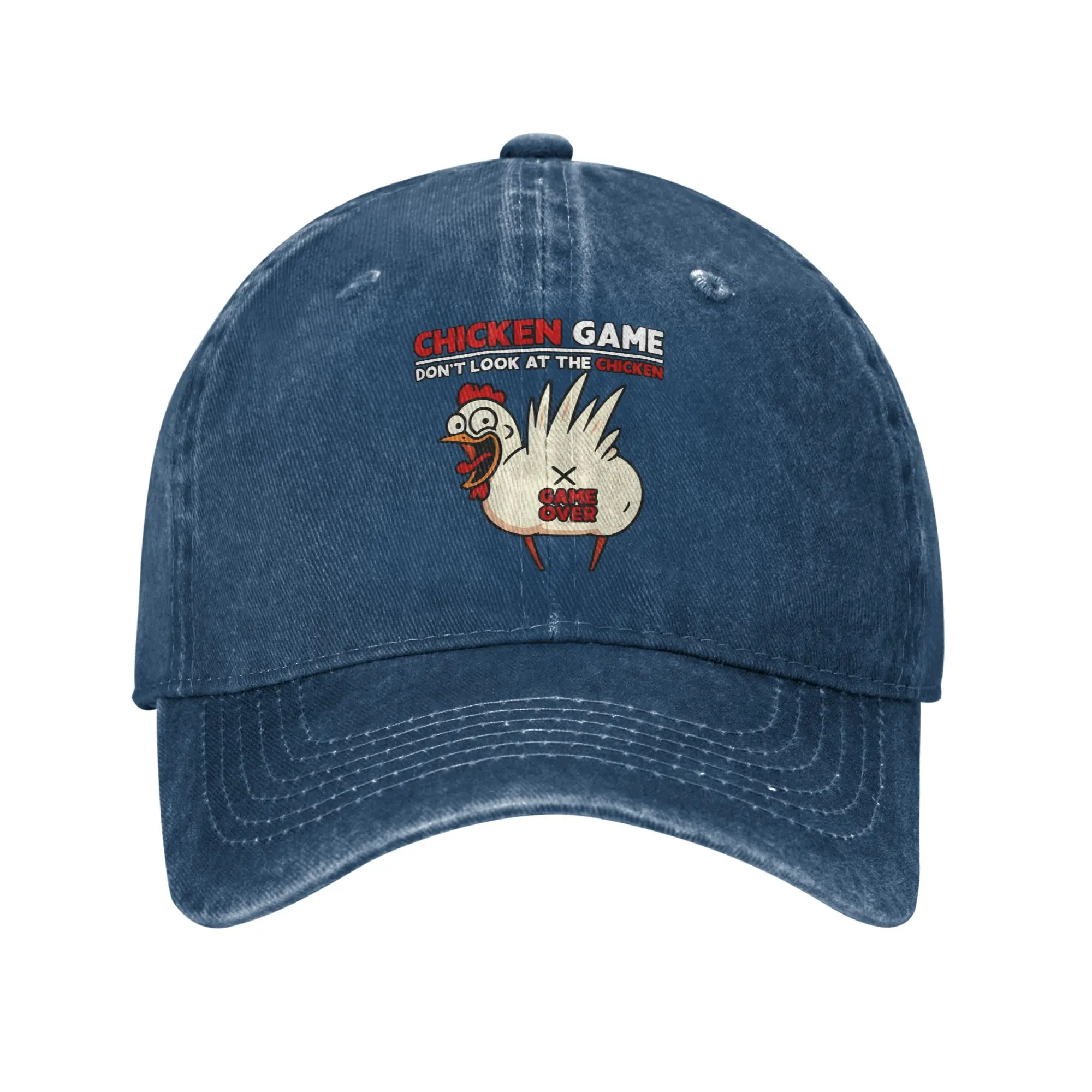 Vintage Don't Look At The Chicken Chicken Game  Baseball Cap Unisex Distressed Washed Headwear  Summer Adjustable Fit Hat