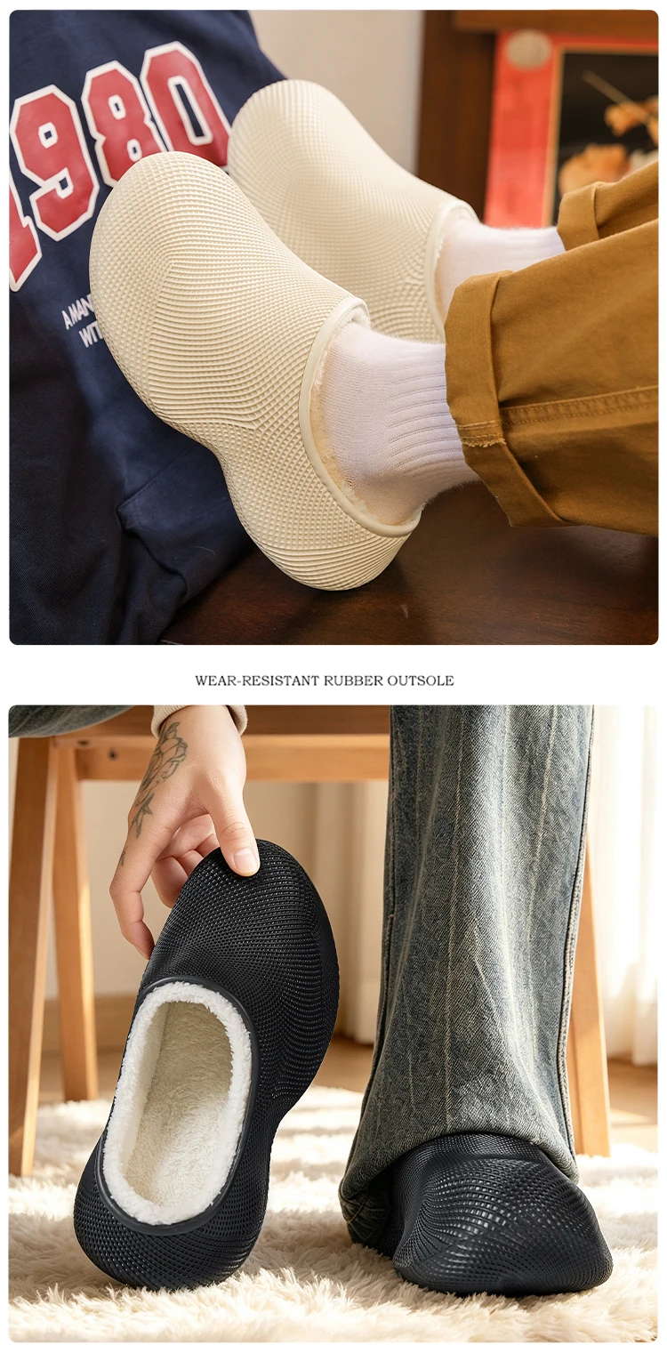 Baumwoll-Hausschuhe für Paare, neue Herbst- und Wintermodelle, mit Samtfutter versehen, geeignet für den Innen- und Außenbereich, rutschfeste und warme Baumwollschuhe. – Detail 11