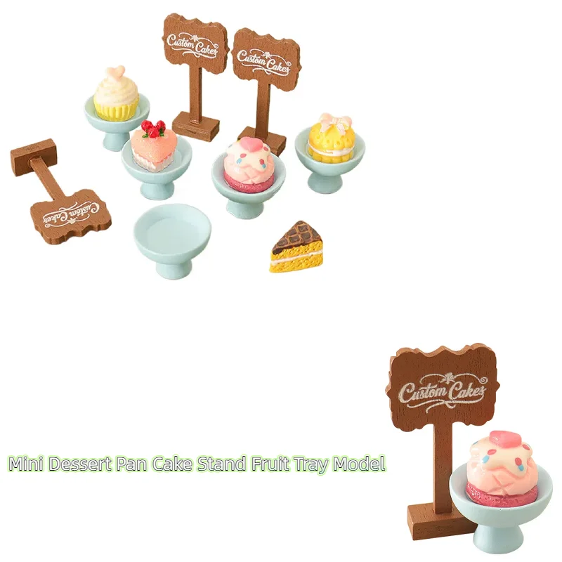 3 개/대 미니 디저트 팬 케이크 스탠드 과일 트레이 모델 귀여운 미니어처 음식 장난감 인형 집 인형 주방 액세서리
