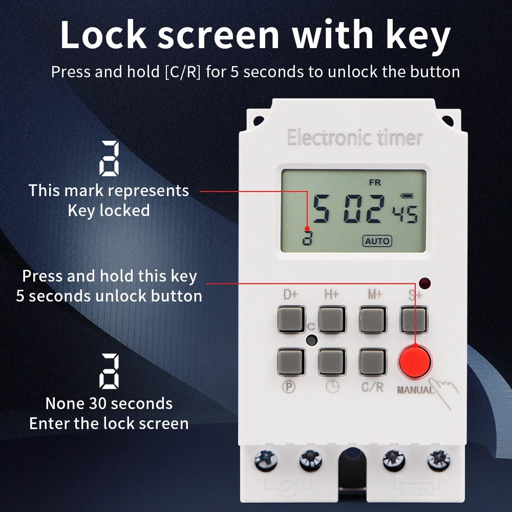 Digital LCD Display Timer Switch 168 Hours Electronic Time Control 220V Din Rail Weekly Days Hour Programmable Intelligent Relay