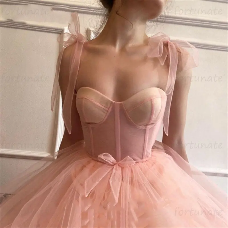 Vestido de graduación de línea a rosa para Homecoming, escote Corazón, Princesa, tirantes finos, tul, Formal, fiesta de noche, vestidos de graduación, largo hasta el suelo