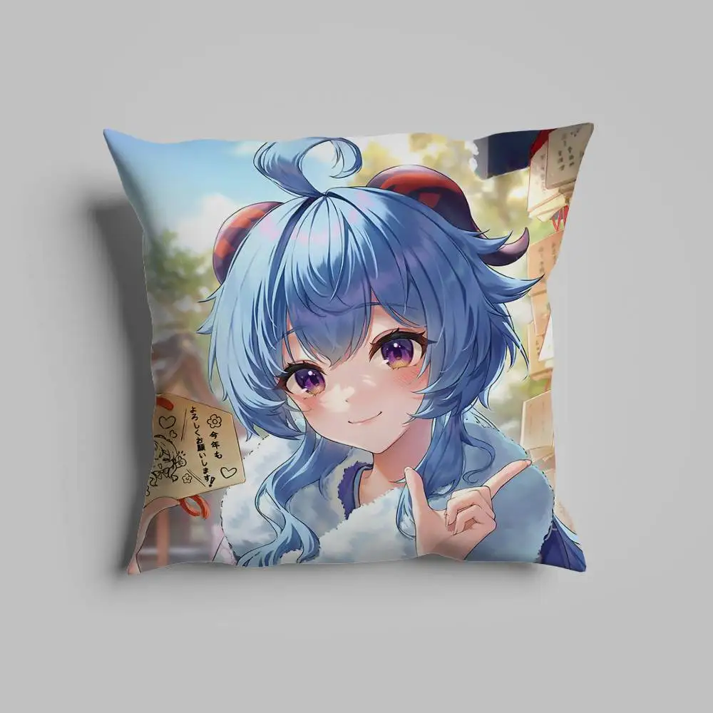 Ganyu Genshin تأثير كيس وسادة لوسائد السيارة 60x60 وسائد فاخرة مزدوجة الوجهين غطاء المنزل والديكور أريكة 30x30